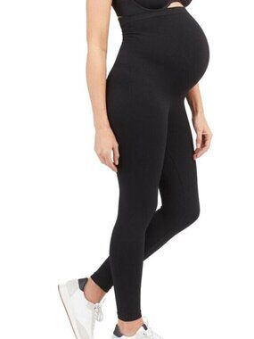 SPANX Look At Me Now Seamless Maternity Solid Black Leggings Size Woman's XL